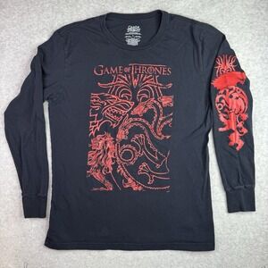 Game Of Thrones Long Sleeve Shirt XL Black‎ Red House Of Targaryen Dragons